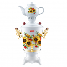 Самовар KELLI KL-1477 (4л, белый с цветами,керам.чайник)