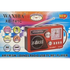 Радиоприёмник WAXIBA XB-741C (USB,фонарик,часы)